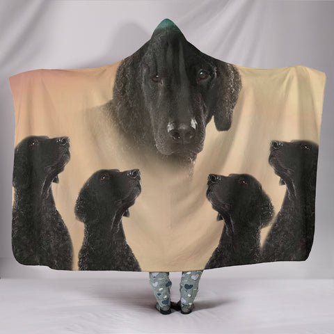 CurlyCoated Retriever Dog Print Hooded Blanket