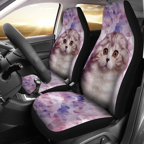 Cute Scottish Fold Cat Print Car Seat Covers