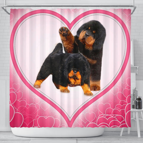 Cute Tibetan Mastiff Puppies Print Shower Curtain