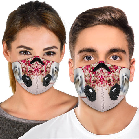 Bearded Collie Floral Print Premium Face Mask