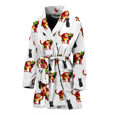 Colorful Cat Patterns Print Women's Bath Robe