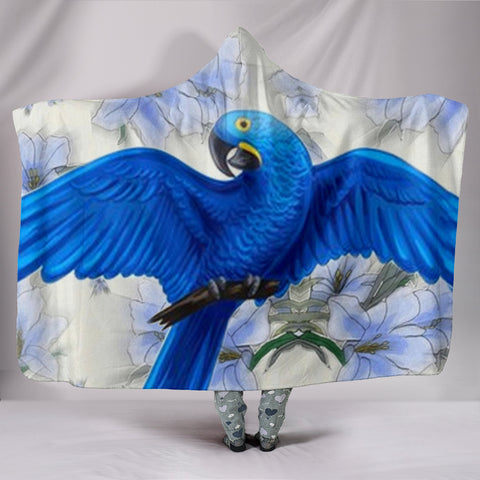 Hyacinth macaw Parrot Print Hooded Blanket
