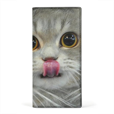 Scottish Fold Cat Face Print Women's Leather Wallet