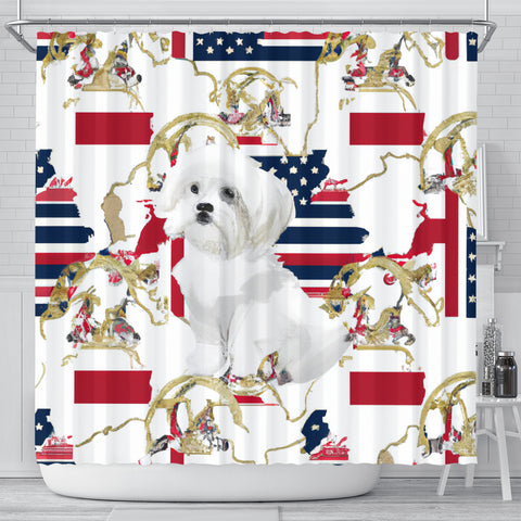 [AI Generated] Maltese From Georgia Print Shower Curtains