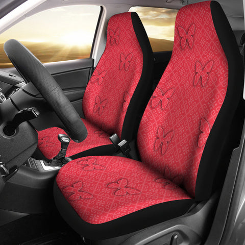Butterfly Print On Red Car Seat Covers