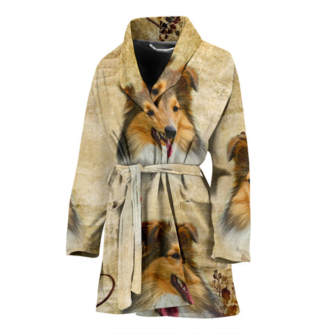 Shetland Sheepdog Print Women's Bath Robe