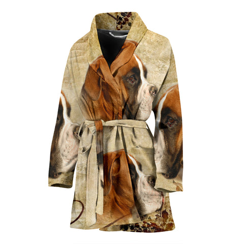 Lovely Boxer Print Women's Bath Robe