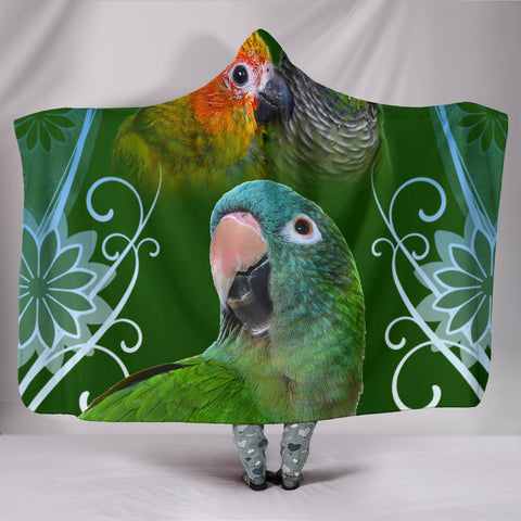Conure Parrot Print Hooded Blanket