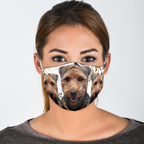 Welsh Terrier On Floral Print Face Mask