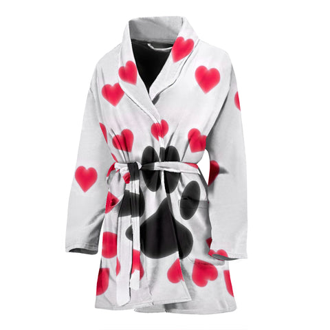 Paws Print With heart Women's Bath Robe