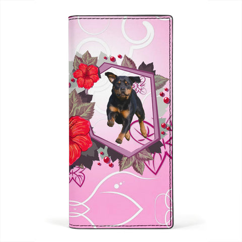 Cute Rottweiler Dog Print Women's Leather Wallet