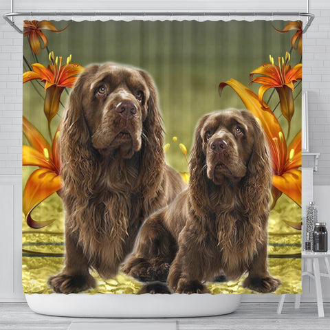 Sussex Spaniel Print Shower Curtains