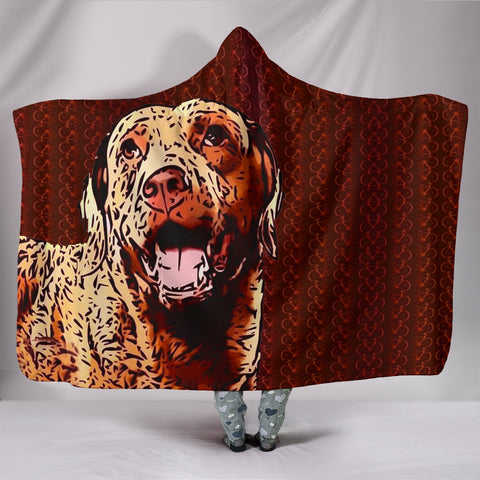 Chesapeake Bay Retriever Dog Print On Red Hooded Blanket