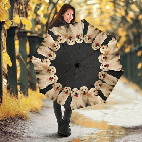 Cute Golden Retriever Puppy Print Umbrellas