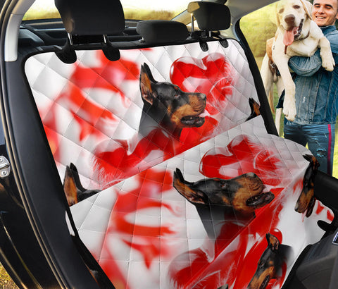 Cute Dobermann On Red Print Pet Seat Covers