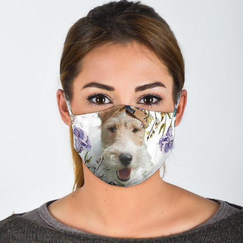 Wire Hair Fox Terrier Floral Print Face Mask