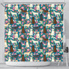 Labrador Dog Floral Print Shower Curtain