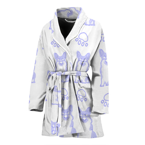 Pembroke Welsh Corgi Paws Print Women's Bath Robe