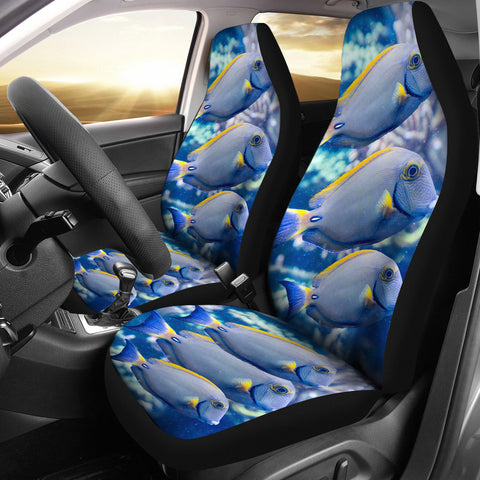 Grey And Yellow Tang Fish Print Car Seat Covers