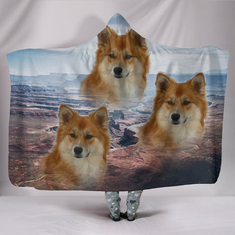 Icelandic Sheepdog Print Hooded BlanketFree Shippipng