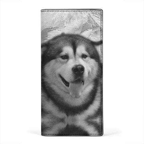 Alaskan Malamute On White Print Women's Leather Wallet