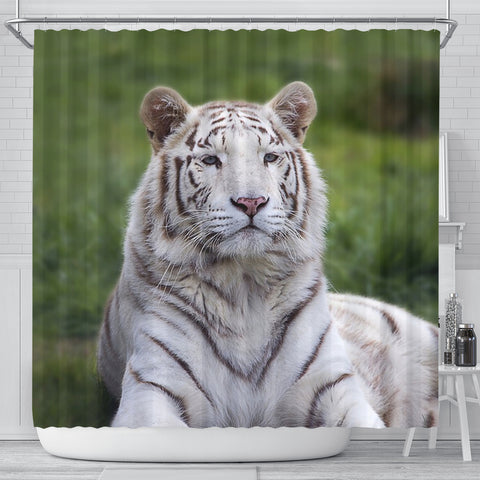 White Bengal Tiger Print Shower Curtains
