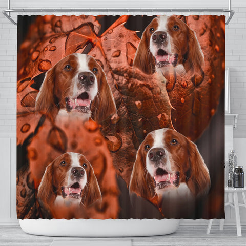 Cute Irish Red and White Setter Print Shower Curtains