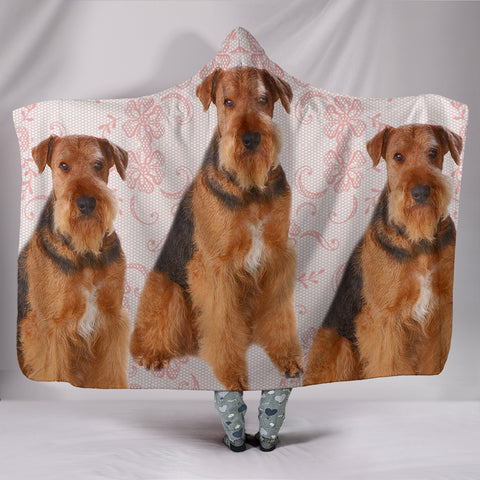 Amazing Airedale Terrier Dog Print Hooded Blanket