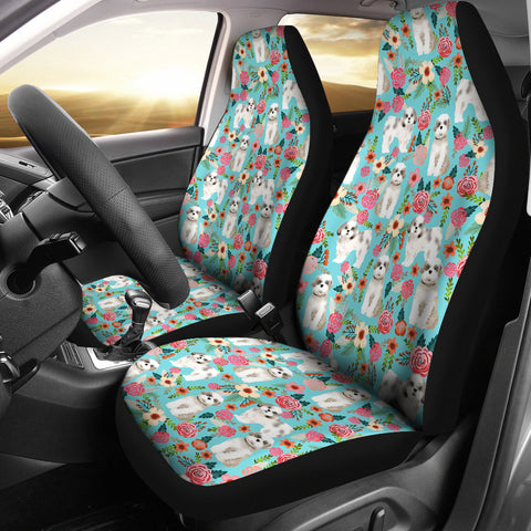 Shih Tzu Dog Floral Print Car Seat Covers