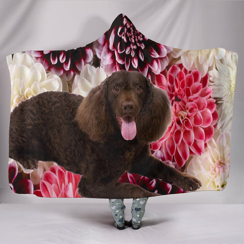 Cute American Water Spaniel Print Hooded Blanket