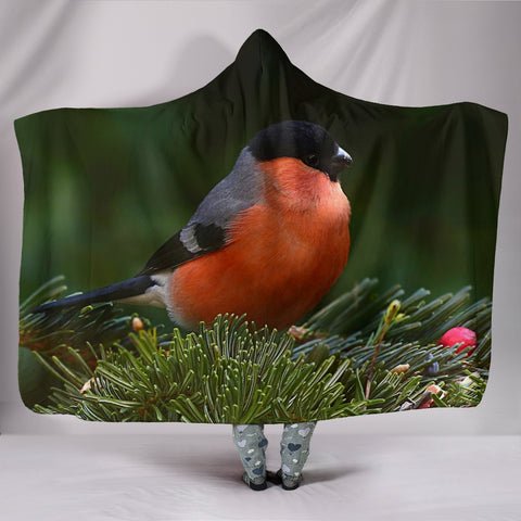 BullFinch Bird Print Hooded Blanket