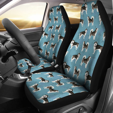 Alaskan Malamute Dog In Lots Print Car Seat Covers