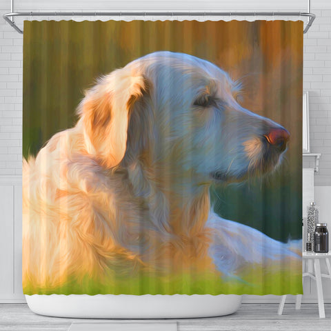 Golden Retriever Dog Painting Print Shower Curtains