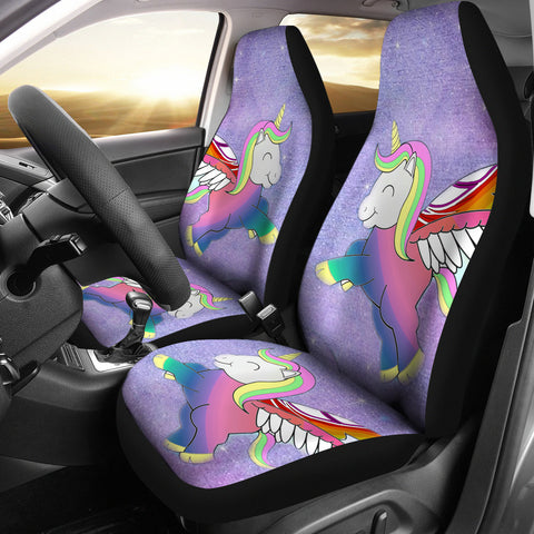 Happy Unicorn Print Car Seat Covers