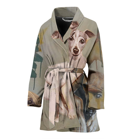 Greyhound Dog Print Women's Bath Robe