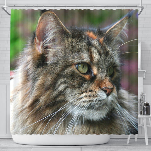 Amazing Maine Coon Cat Print Shower Curtains