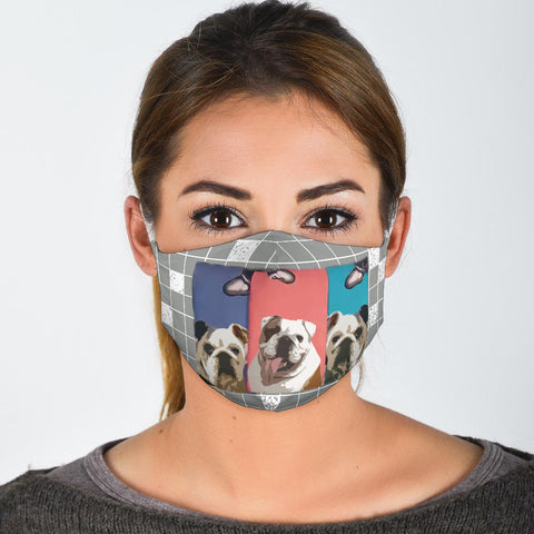 Three Bulldog Print Face Mask