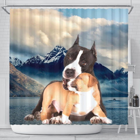 Pit Bull Terrier Print Shower Curtains