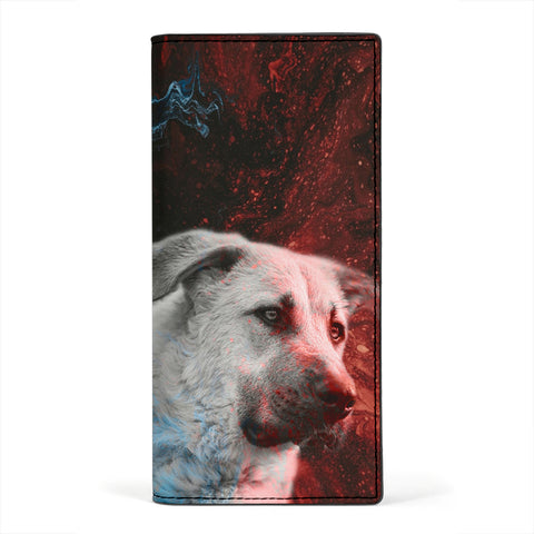 Anatolian Shepherd Dog On Red And Blue Print Women's Leather Wallet