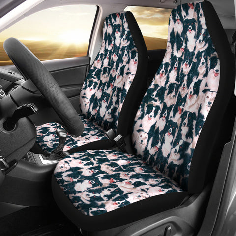 Border Collie In Lots Print Car Seat Covers