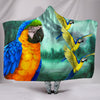 Blue And Yellow Macaw Parrot Print Hooded Blanket