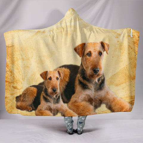 Airedale Terrier Print Hooded Blanket