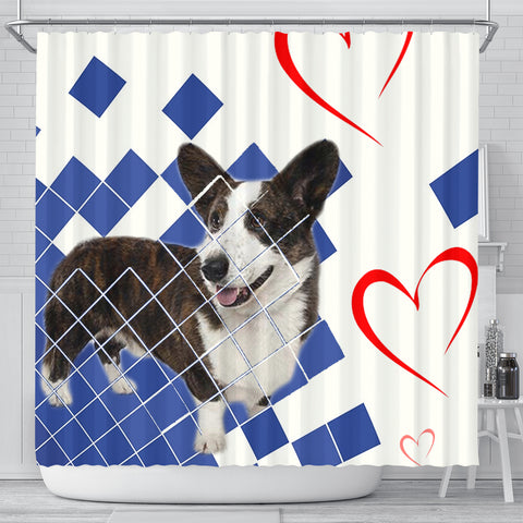 Cardigan Welsh Corgi Dog Print Shower Curtain