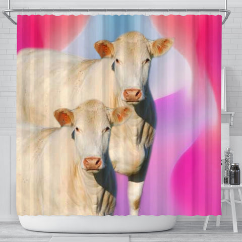 Charolais Cattle (Cow) Print Shower Curtain