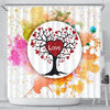 Colorful Love Tree Print Shower Curtain