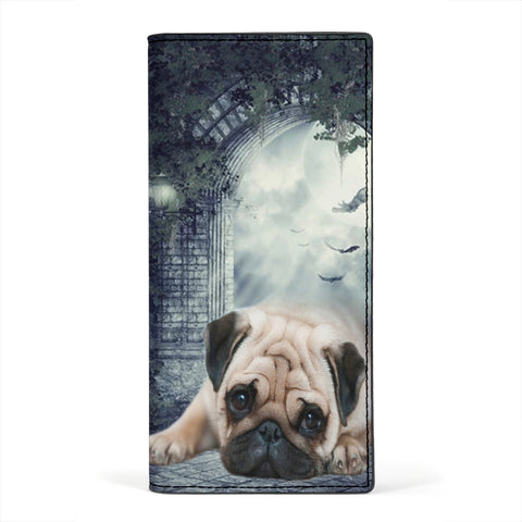 Pug Dog Print Women's Leather Wallet