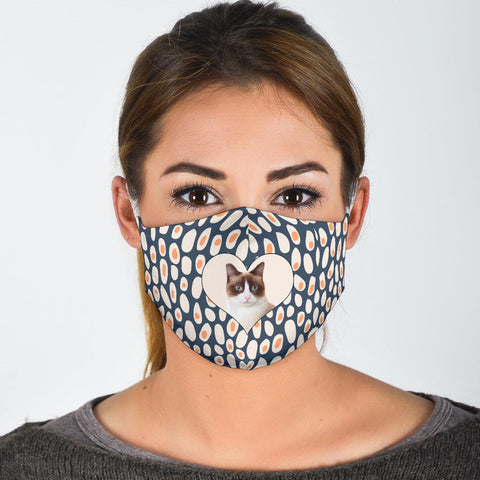 Cute Snowshoe Cat Print Face Mask