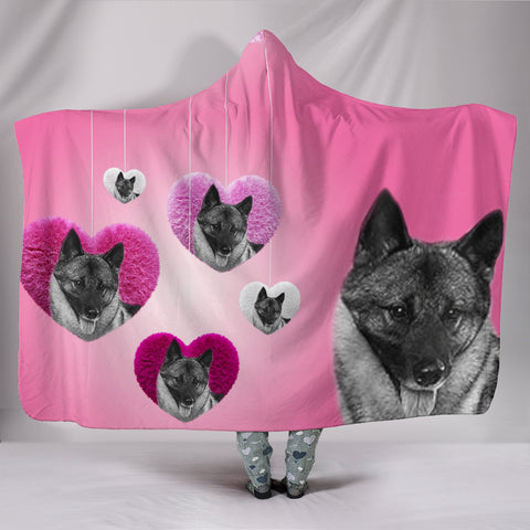 Cute Norwegian Elkhound Print Hooded Blanket