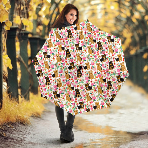 Yorkshire Terrier Dog Floral Print Umbrellas