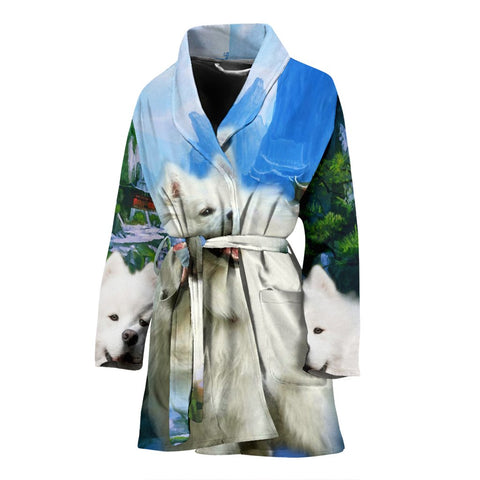 American Eskimo Print Women's Bath Robe